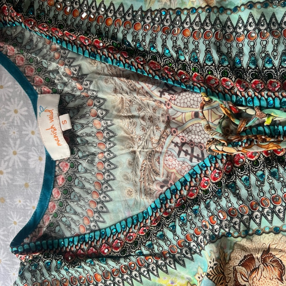 Blue and Orange Women's Tunic Top